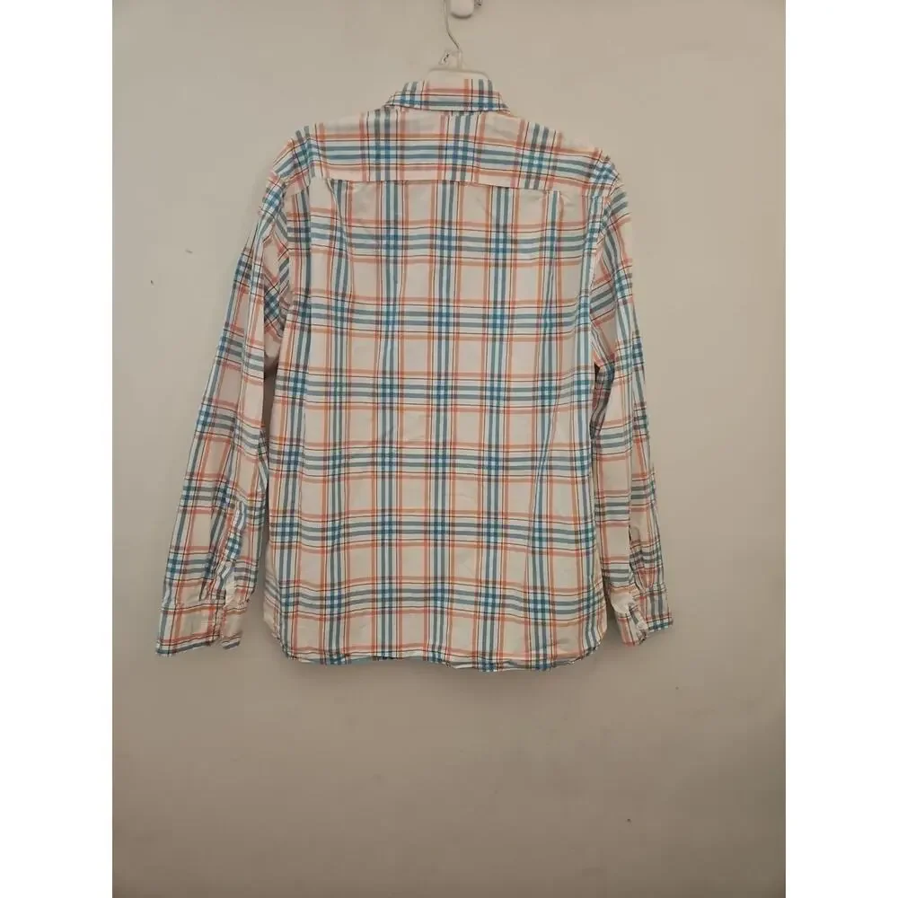 J.Crew Shirt Men's Large Orange Blue Check Button-down Cotton
